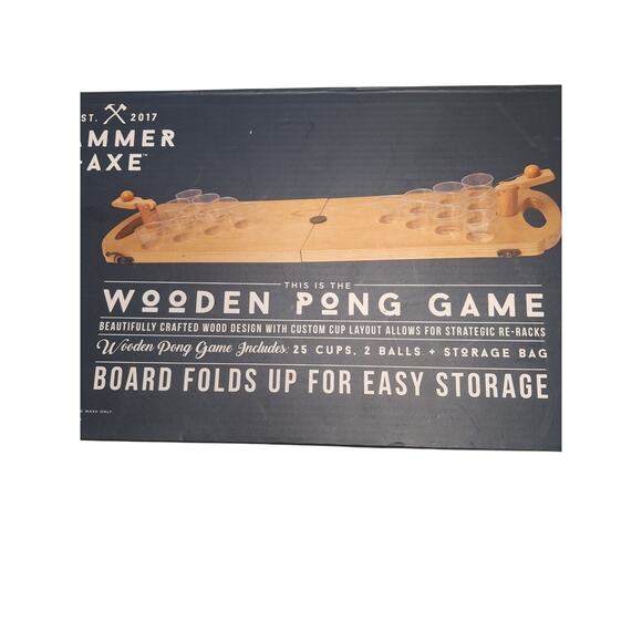 Hammer And Axe Wooden Pong Game Foldable Adult Drinking Game Party Fun READ - Picture 2 of 5